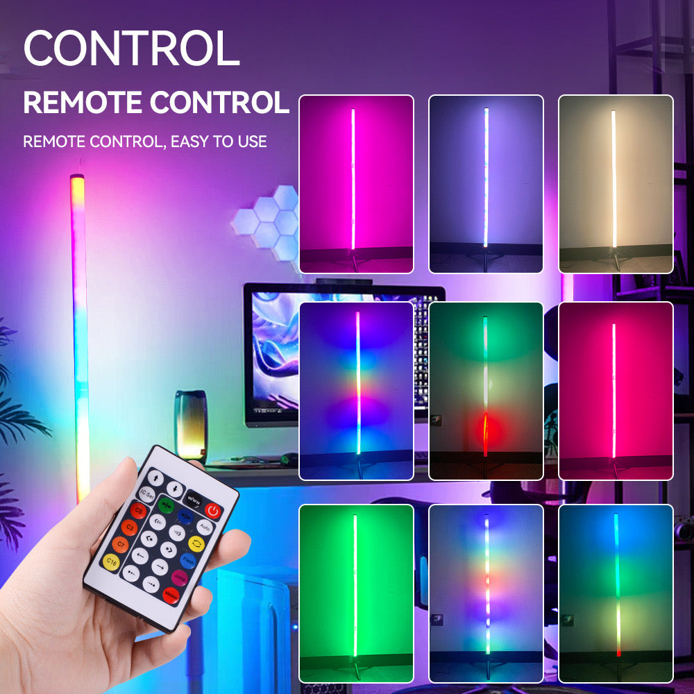 Govee RGBIC Floor Lamp, LED Corner Lamp Works with Alexa, Smart Modern Floor Lamp with Music Sync and 16 Million DIY Colors, Color Changing Standing Floor Lamp for Bedroom Living Room Black