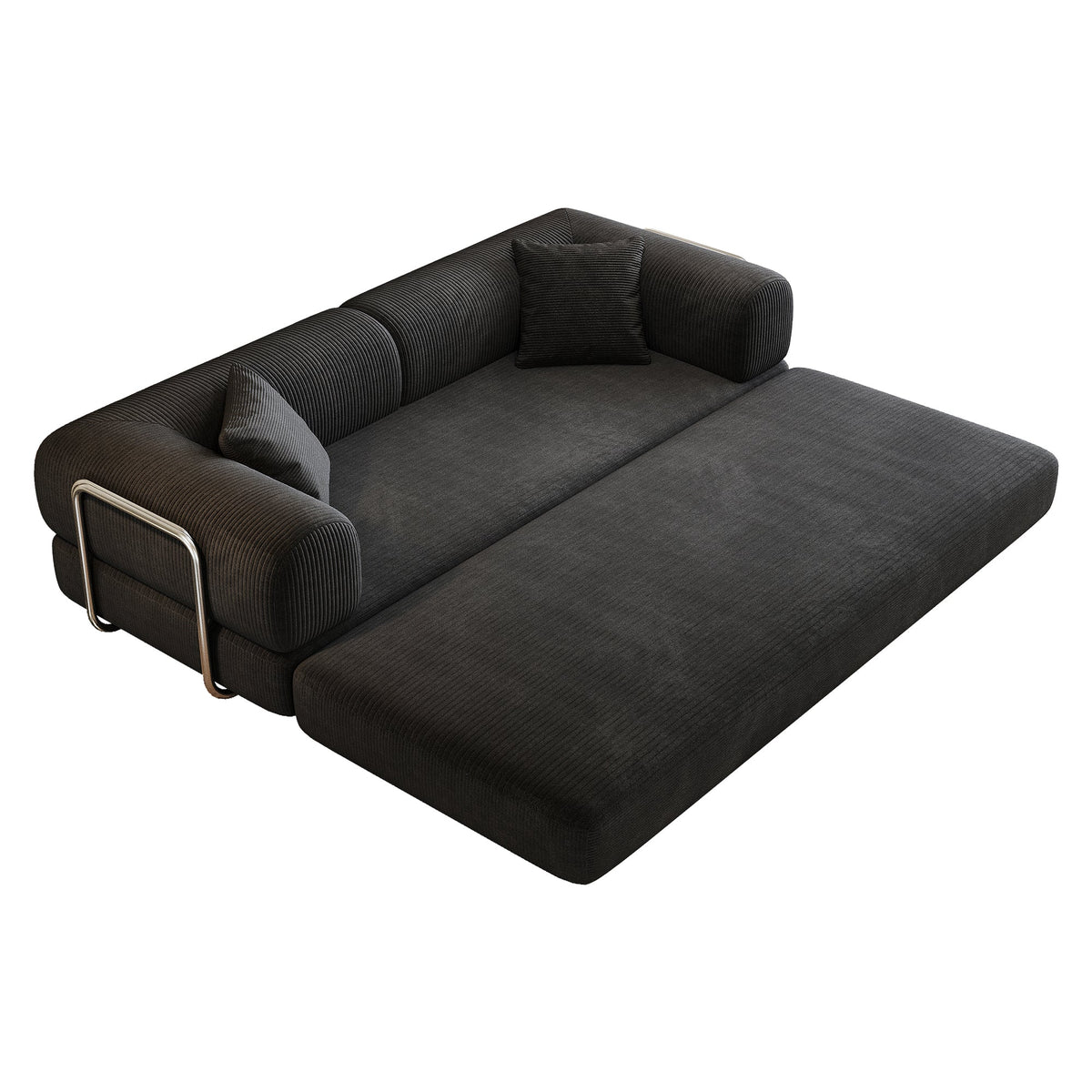 78.8' Compression Sofa,Convertible Floor Sofa Bed-with Pillow Back Support Armrest,Comfy Futon Couch Sleeper Bed,Loveseats Boneless Modular Sectional Sofa,Corduroy fabric,for Living Room,Bedroom,Black