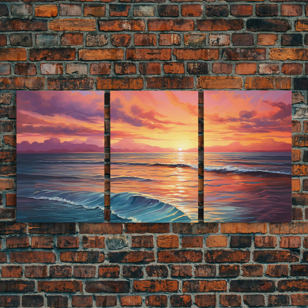 Beautiful Watercolor Panoramic Beach Landscape Canvas Print | Perfect for Home Decor | Whimsical Beach House Decor | 3 Piece Wall Art