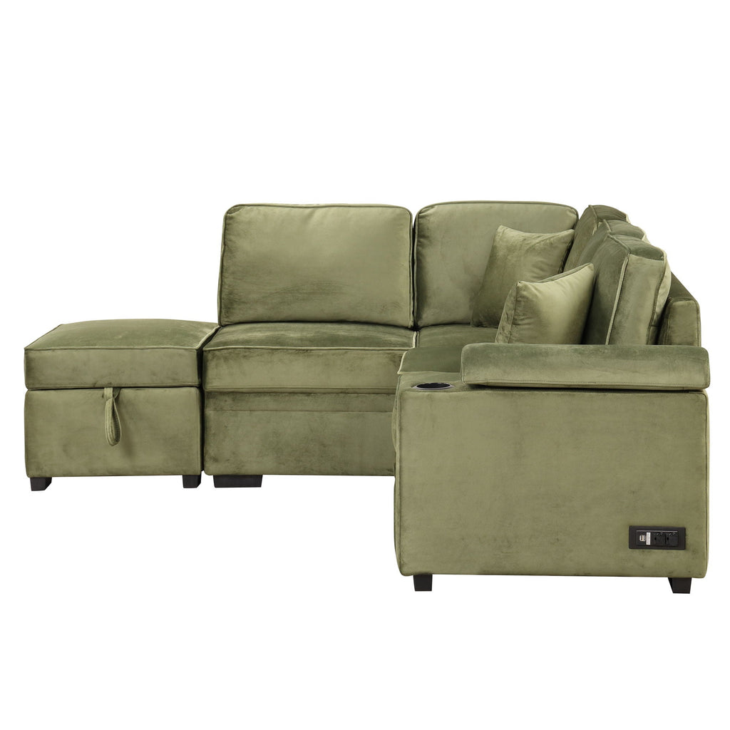 Sleeper Sofa Bed, 2 In 1 Pull Out Sofa Bed L Shape Couch With Storage Ottoman For Living Room, Bedroom Couch And Small Apartment