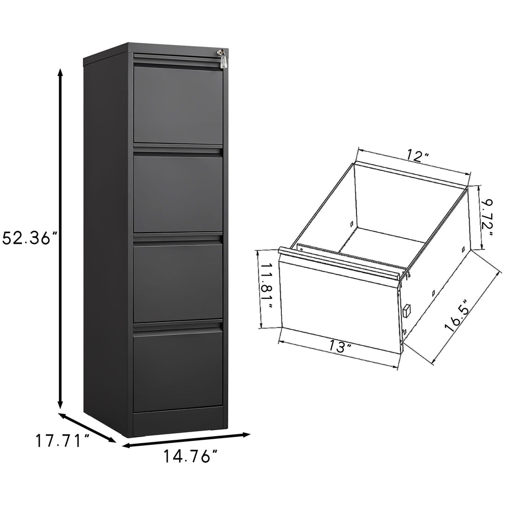 Durable Metal 3 Drawer File Cabinet With Lock For Office Storage