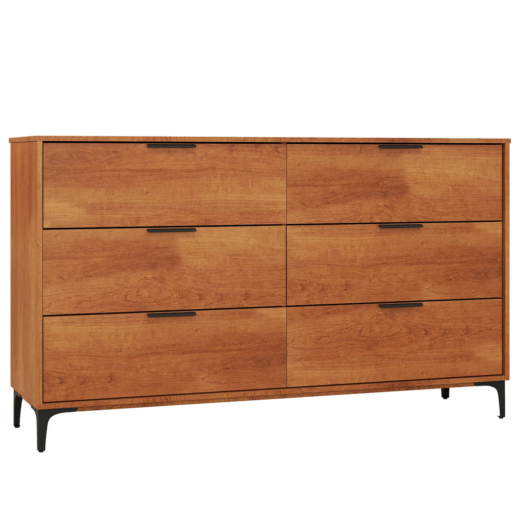 6-Drawer Dresser with Interlock System for Bedroom Living Room-Cherry