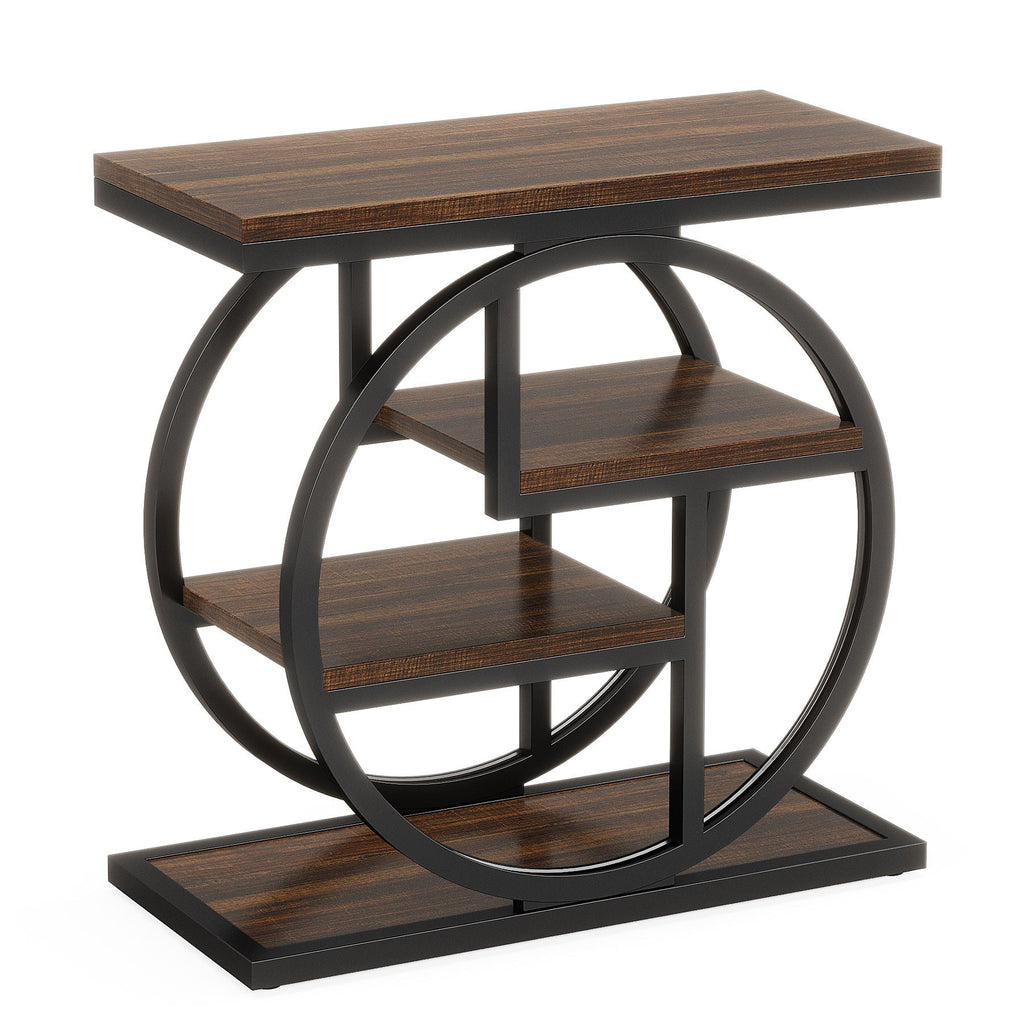 4 Tier Narrow End Table With Storage Shelves For Living Bedroom,