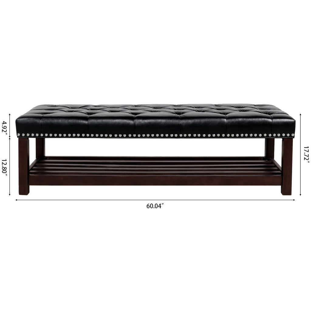 Bedroom End Of Bed Bench Tufted Upholstered End Of Bed Bench End Of Bed Entrance Shoe Bench With Nailhead Trim And Shelf Bedroom Upholstered Bench Living Room Shoe Rack Footstool
