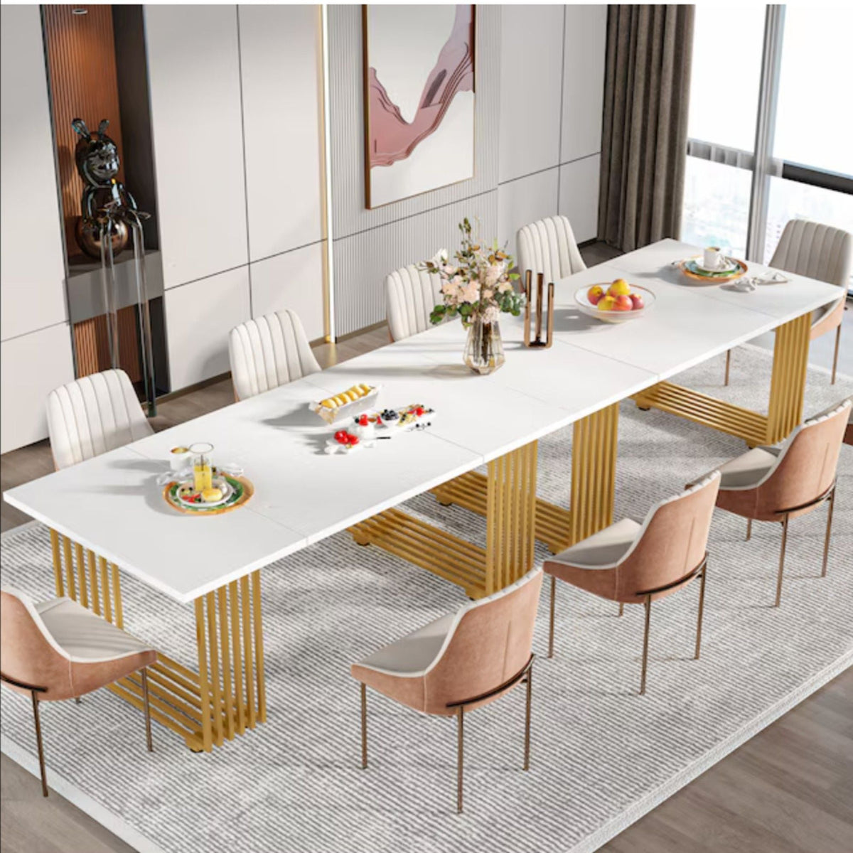 Office Executive Desk For Home Office - White / Gold
