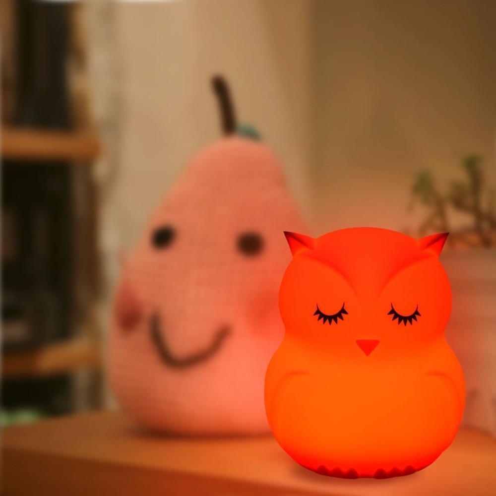 Silicone LED Night Lights For Bedrooms Cute Animal Night Light For Kids with Remote And Touch Sensor Portable Warm White Light & Color Changing Lamps For Baby Girl Baby Boy Gifts (Sleeping owl)