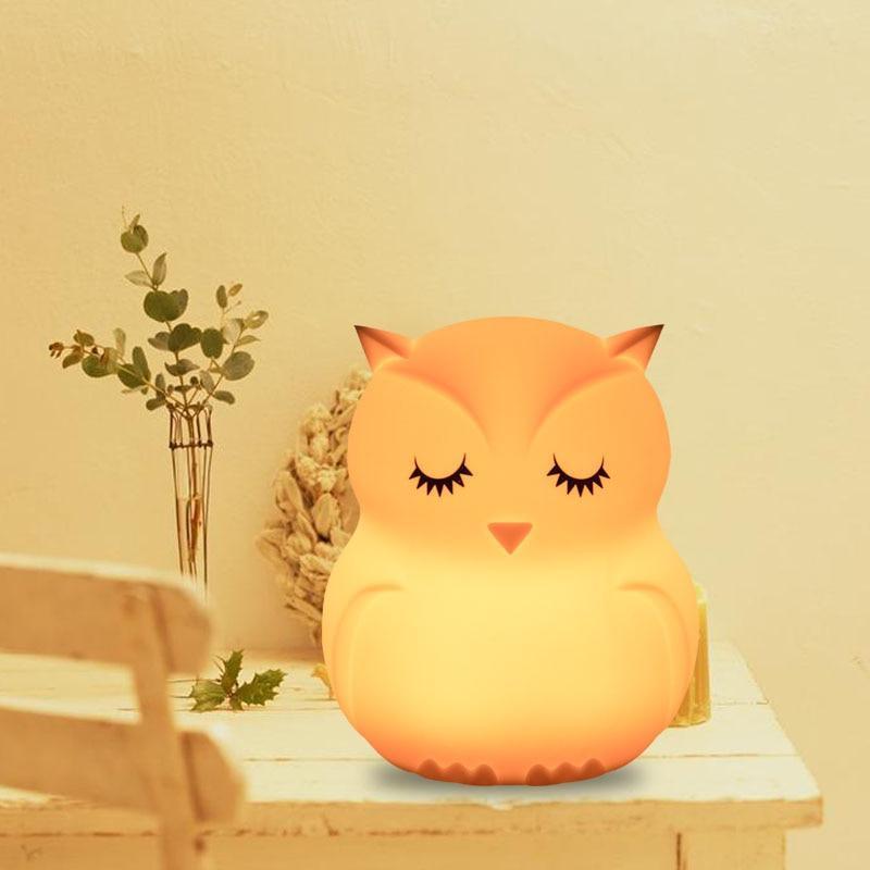 Silicone LED Night Lights For Bedrooms Cute Animal Night Light For Kids with Remote And Touch Sensor Portable Warm White Light & Color Changing Lamps For Baby Girl Baby Boy Gifts (Sleeping owl)