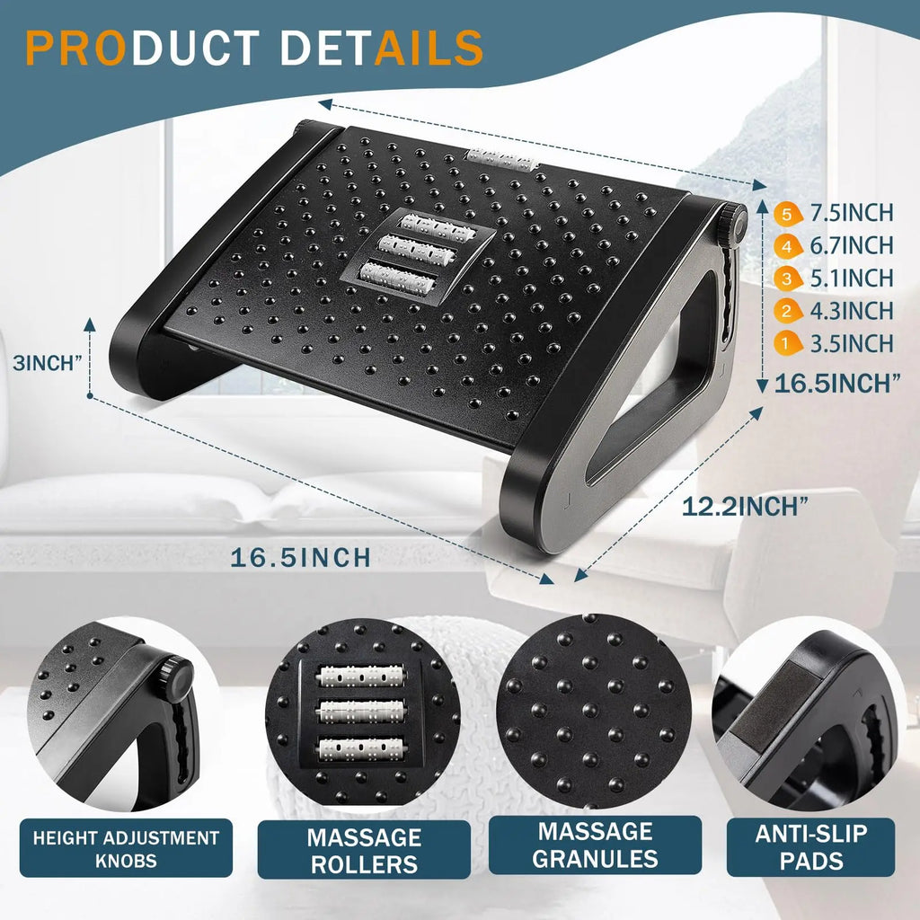 Under Desk Footrest Ergonomic Foot Stool with Massage.