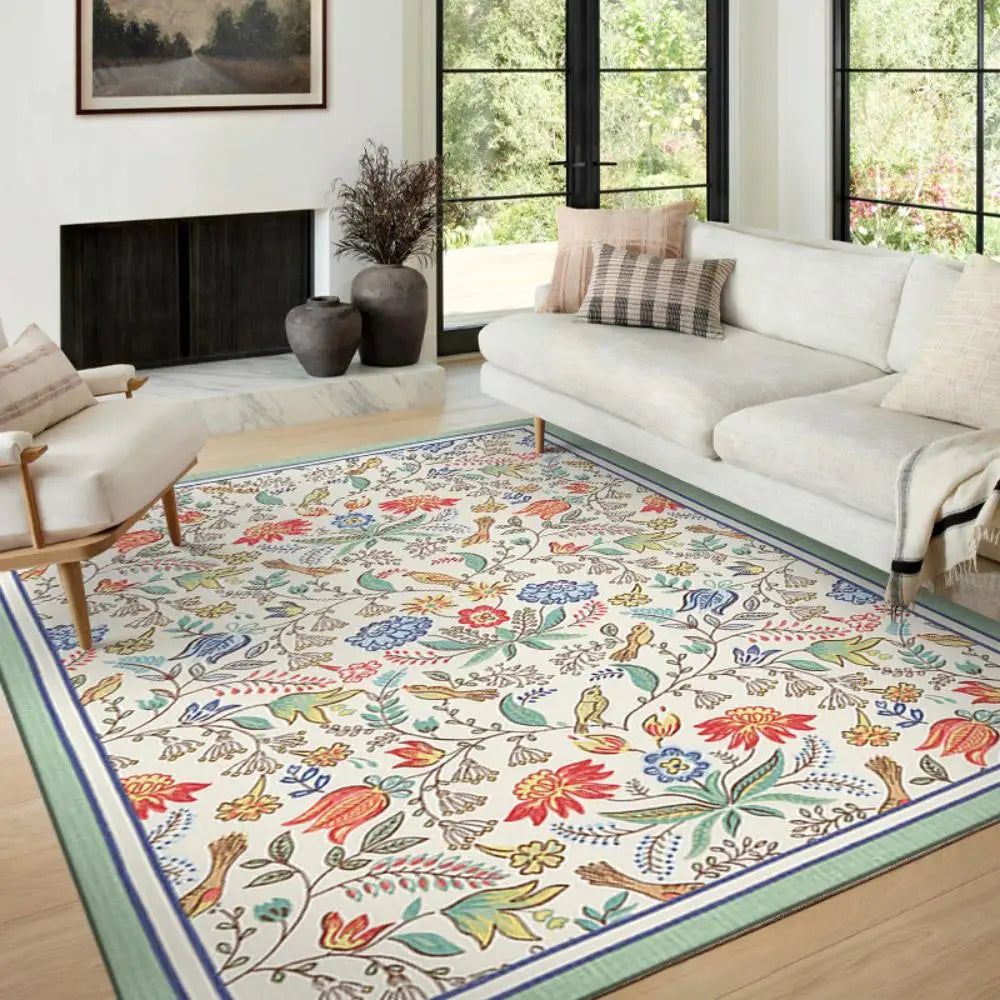 VIKAMA Boho Luxury Carpet Crystal Velvet Bedroom Living Room Mat Home Decor Vintage Exotic Modern Minimalist Large Area Carpet