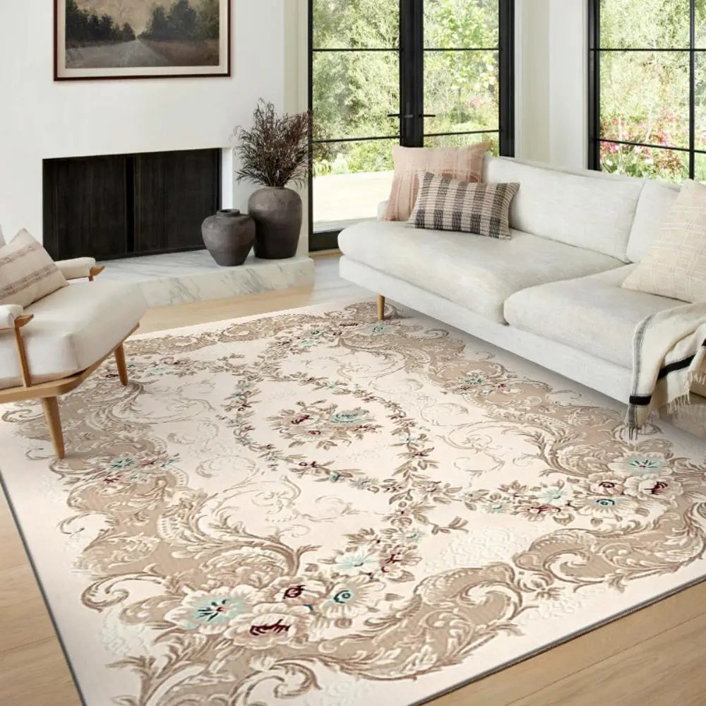 VIKAMA Boho Luxury Carpet Crystal Velvet Bedroom Living Room Mat Home Decor Vintage Exotic Modern Minimalist Large Area Carpet
