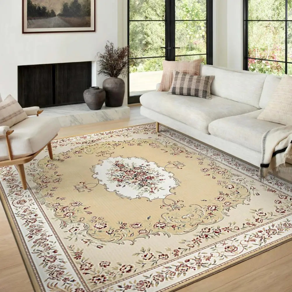 VIKAMA Boho Luxury Carpet Crystal Velvet Bedroom Living Room Mat Home Decor Vintage Exotic Modern Minimalist Large Area Carpet