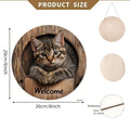 2D Graphic 2D Printed Wall Art - Cat Welcome Signs for Street, Courtyard, Shopping Center, Garage, Cafe, Family, Bar, Club, Kitchen, Restaurant, Laundry Room, Men's Cave, Gym, Bedroom, Farm, Farmhouse, Handmade Round Wood Dec