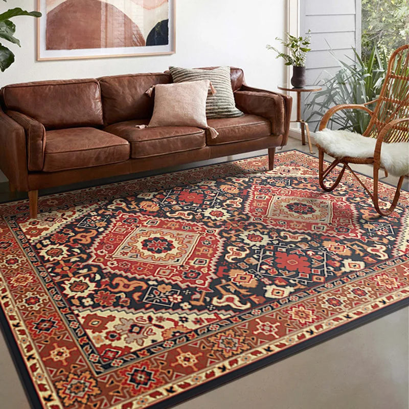 VIKAMA Boho Luxury Carpet Crystal Velvet Bedroom Living Room Mat Home Decor Vintage Exotic Modern Minimalist Large Area Carpet