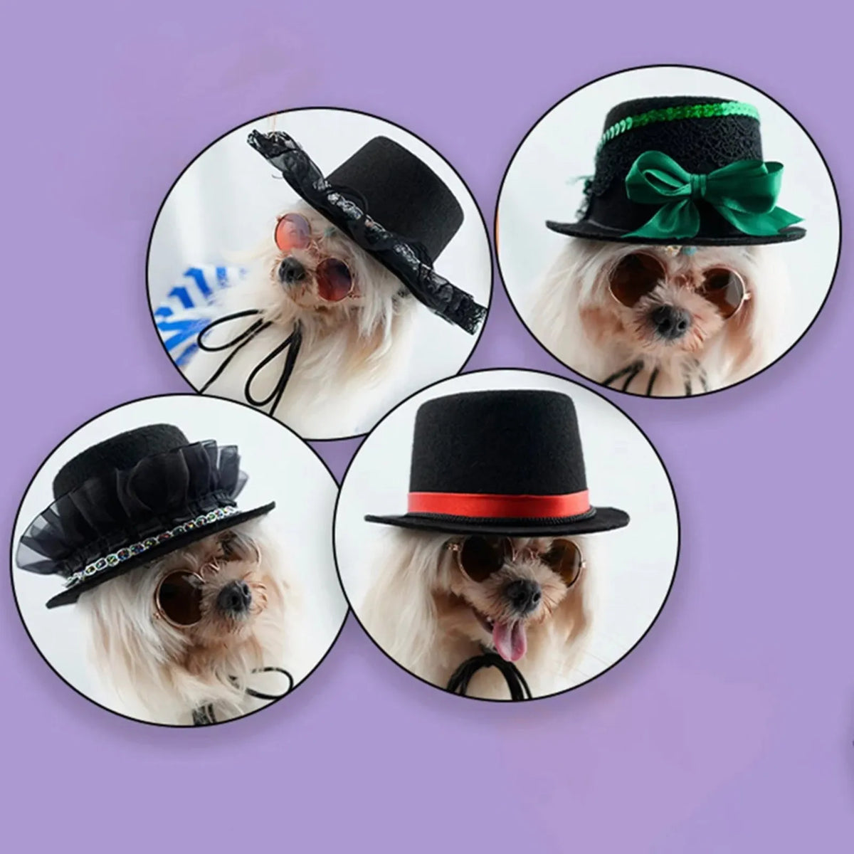 Pet Top Hat Gentleman Costume Accessory Adjustable Black Formal Party Cosplay Headwear for Dogs Cats and Small Animals
