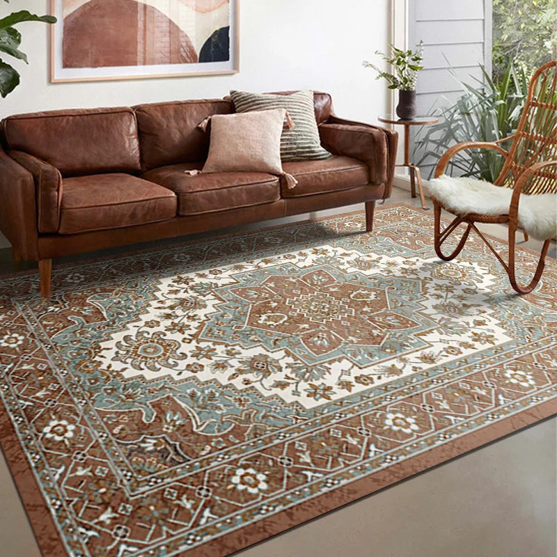 VIKAMA Boho Luxury Carpet Crystal Velvet Bedroom Living Room Mat Home Decor Vintage Exotic Modern Minimalist Large Area Carpet