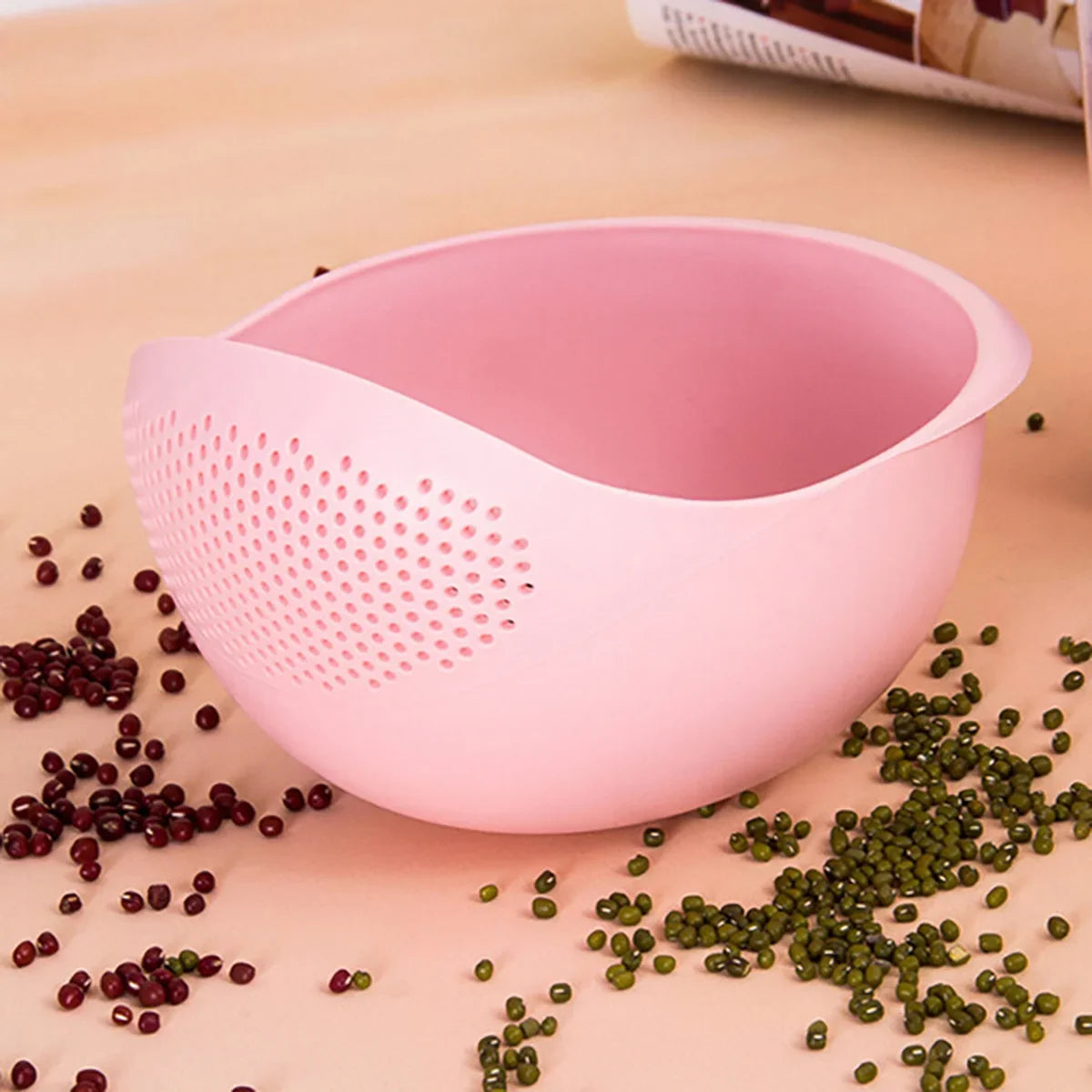 Multi-Purpose Rice Washing Bowl – Colander Drain Basket with Handle