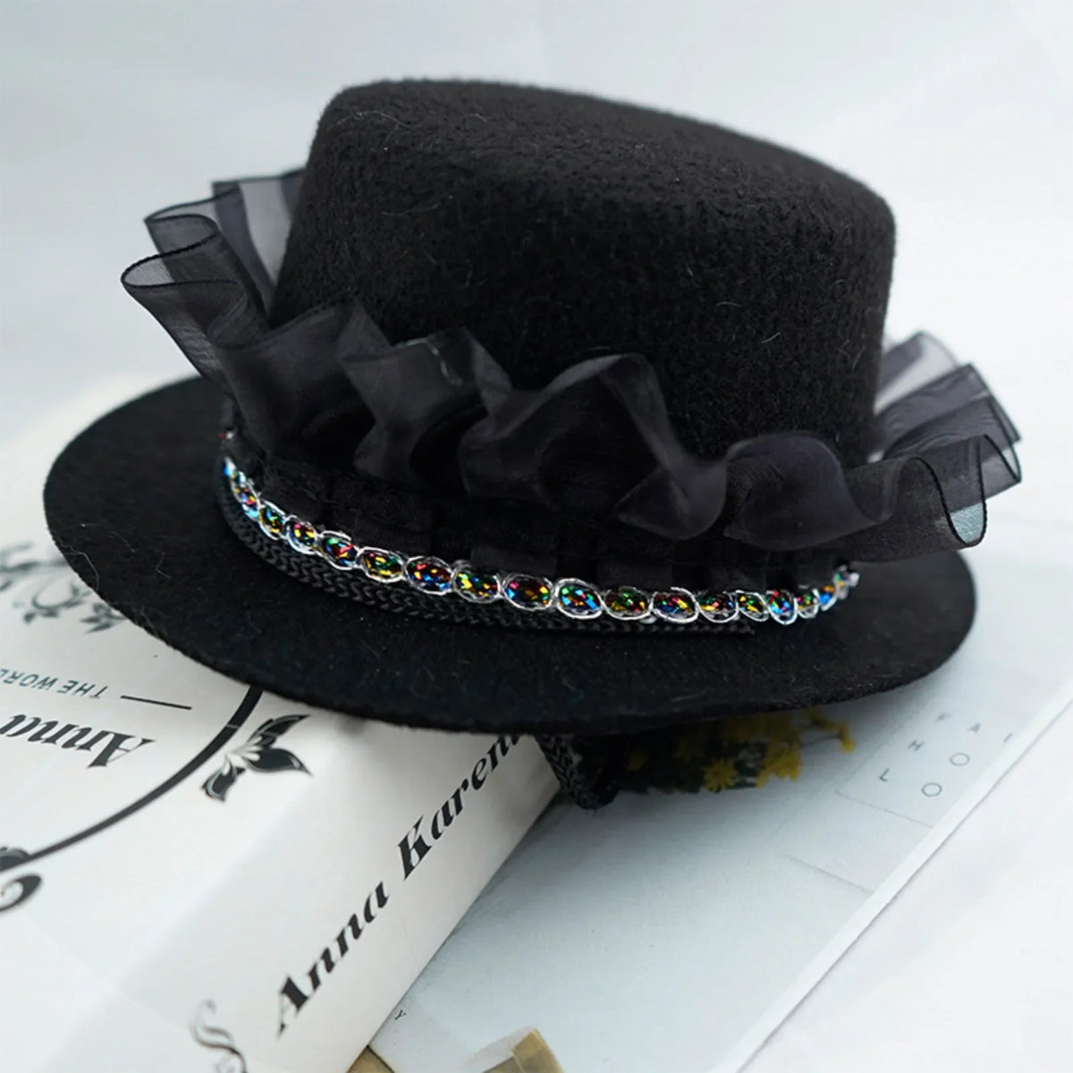 Pet Top Hat Gentleman Costume Accessory Adjustable Black Formal Party Cosplay Headwear for Dogs Cats and Small Animals