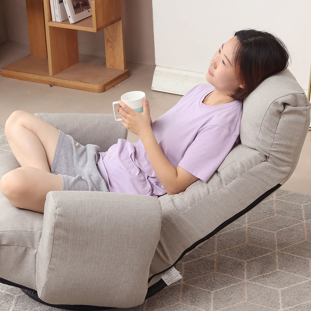 Modern With Metal Frame Swivel Game Lounge Chair With Adjustable Headrest And Waist Support, 360 Degree Rotatable Leisure Chair For Living Room - Gray