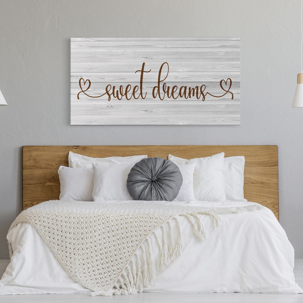 Sweet Dreams Sign, Large Bedroom Wall Decor over the Bed, Farmhouse Decor, Wall Art Decor, Canvas Print, Bedroom Wall Decor, guest room