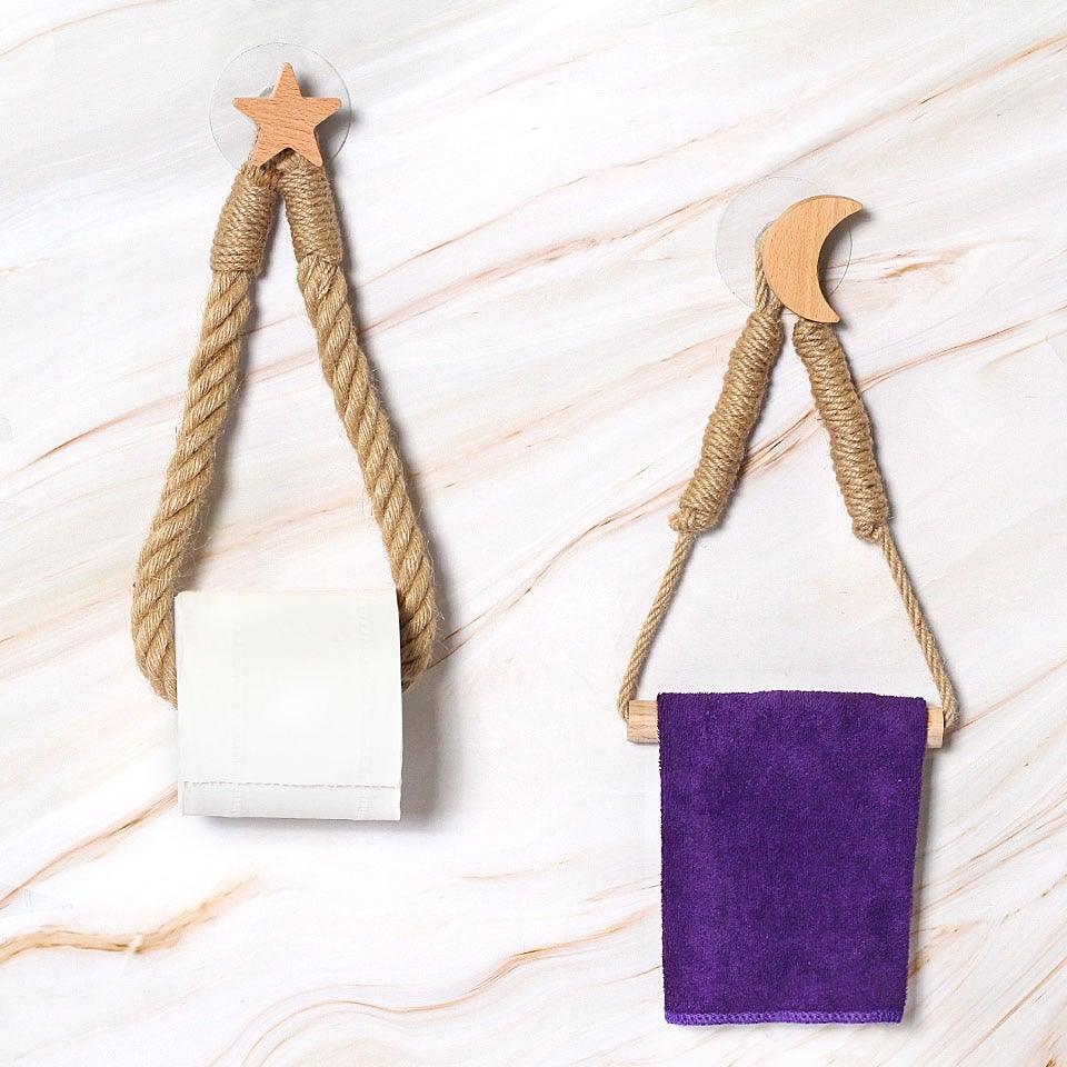 Many Styles Kitchen Roll Napkin Holders Towel Dispenser Accessory Hanging Rope Wooden Toilet Paper Holder For Bathroom Decor Home Toilet Roll Holder Creative Wood Roll Holder Country House Toilet Paper Holder Toilet Bathroom