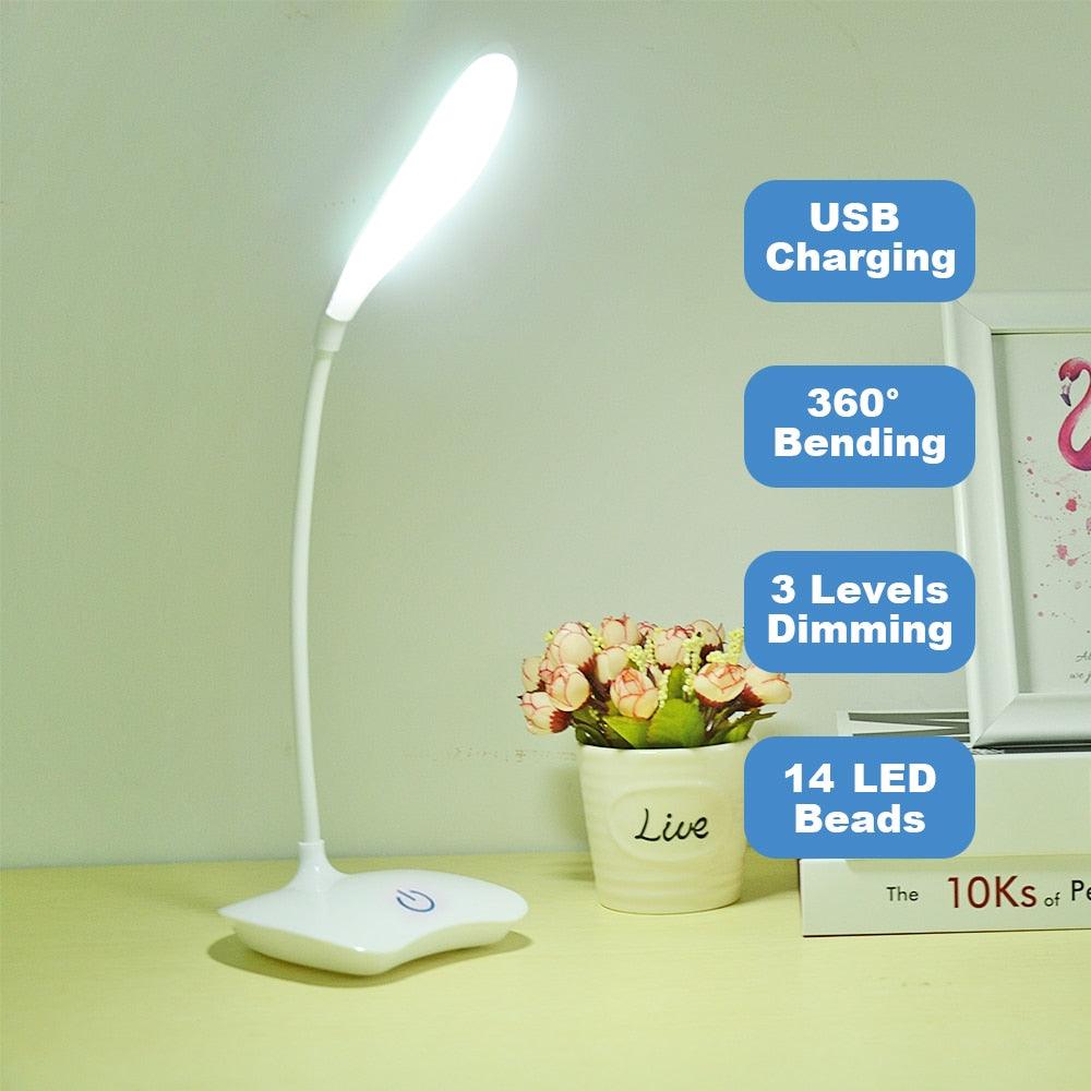 Office Desk LED Table Lamp USB Rechargeable Battery Bright Lamp.