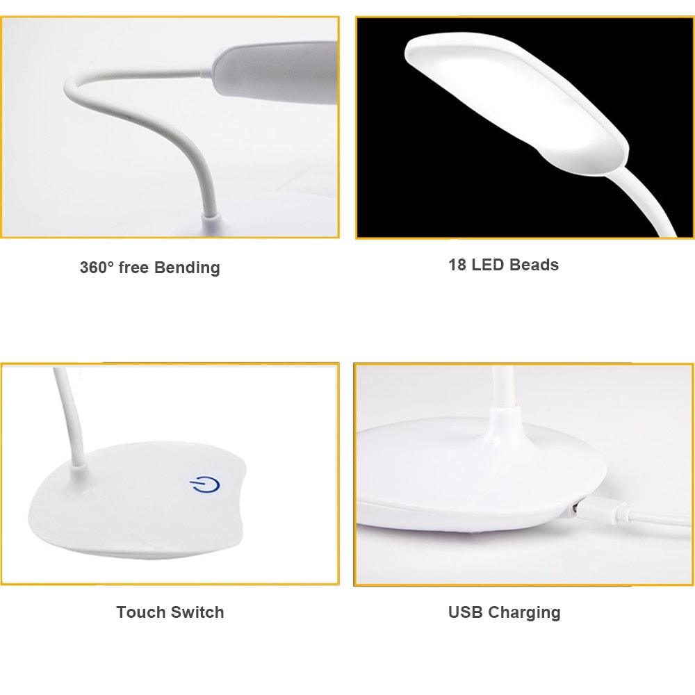 Office Desk LED Table Lamp USB Rechargeable Battery Bright Lamp.