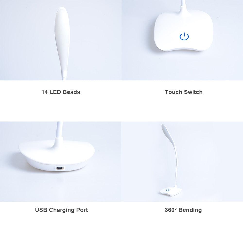 Office Desk LED Table Lamp USB Rechargeable Battery Bright Lamp.