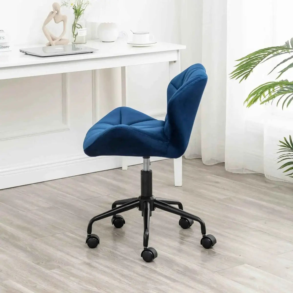 Diamond Tufted Adjustable Swivel Office Chair Blue for Home