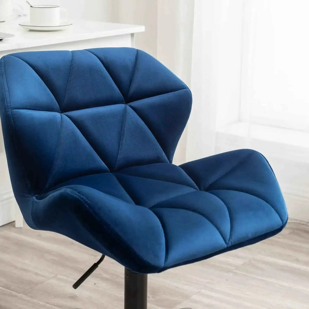 Diamond Tufted Adjustable Swivel Office Chair Blue for Home