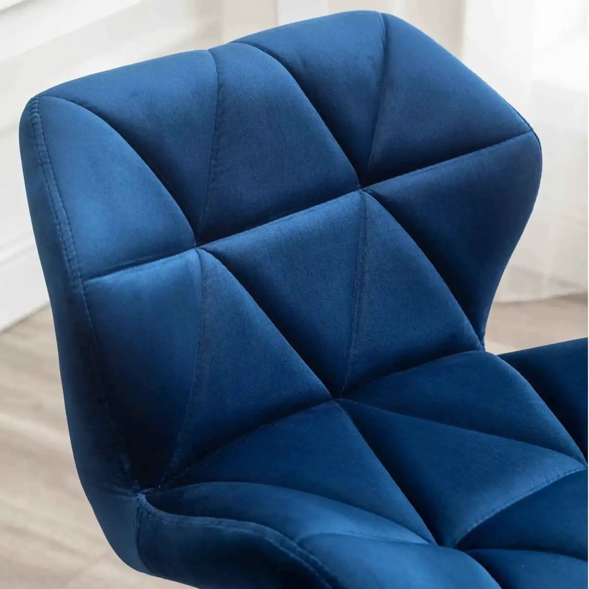 Diamond Tufted Adjustable Swivel Office Chair Blue for Home