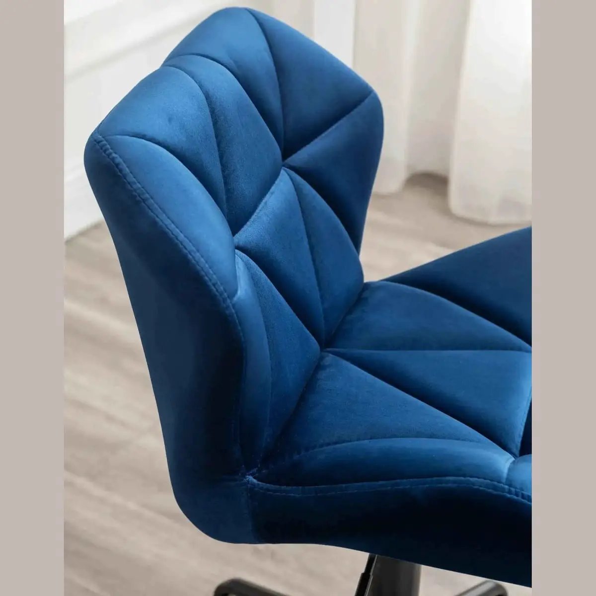 Diamond Tufted Adjustable Swivel Office Chair Blue for Home
